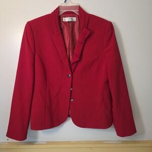 Tahari By Arthur S. Levine Women's Red Long Sleeve Three-Button Blazer Size 12